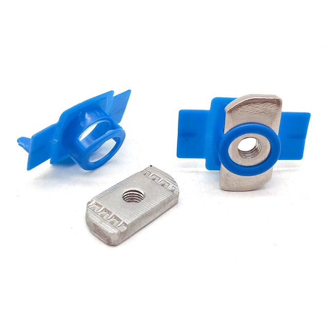 Dado a molla con dado a canale in acciaio al carbonio zincato a caldo con aletta in plastica