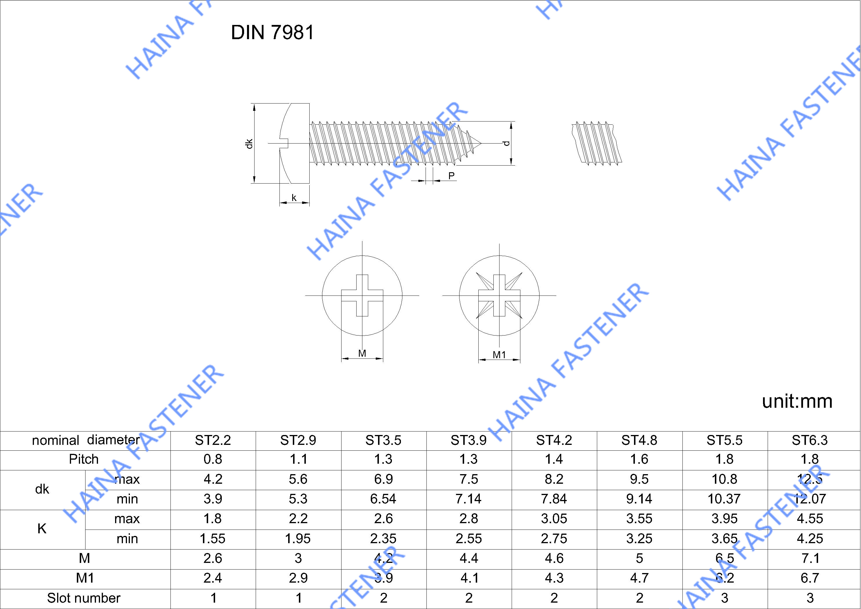 DIN7981 盘头十字攻螺丝