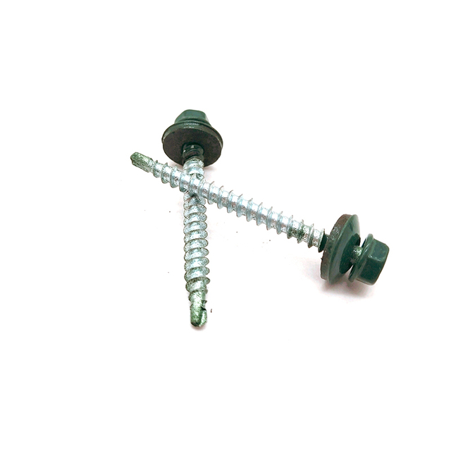 Vite di perforazione con flangia esagonale in acciaio al carbonio per verniciatura a spruzzo con rondella EPDM