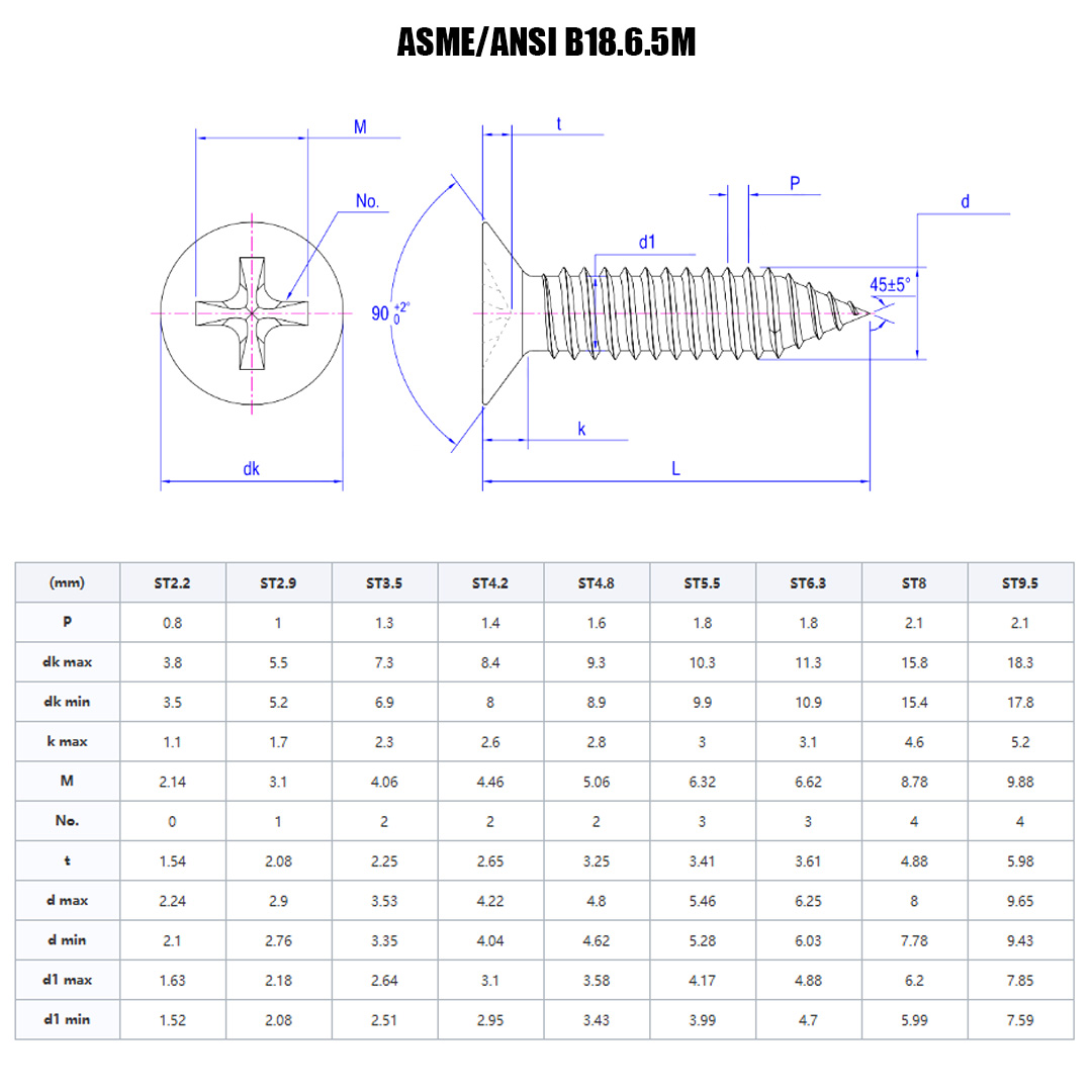 Modello ASME ANSI B18.6.5M