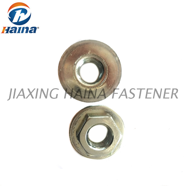 Dado flangiato esagonale seghettato M8 M10 zincato semplice in acciaio al carbonio